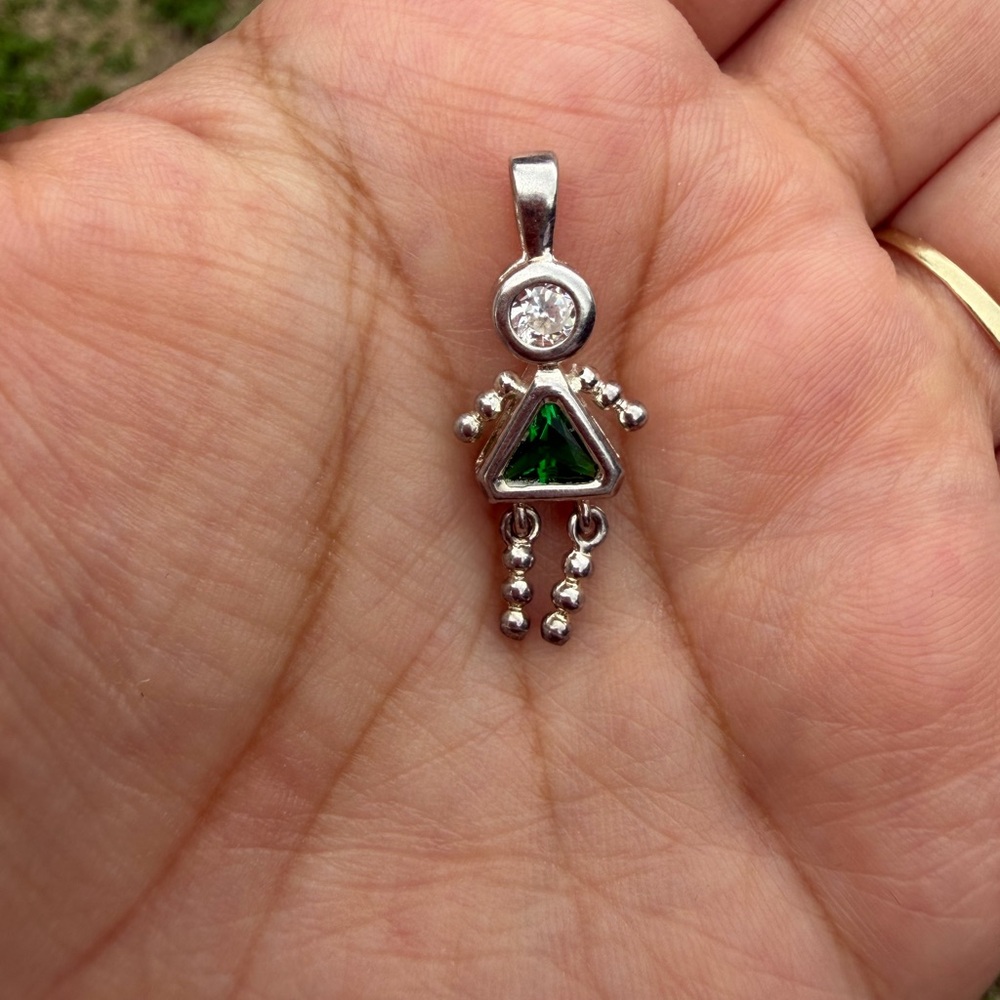 925 Sterling Silver Green Birthstone Pendant